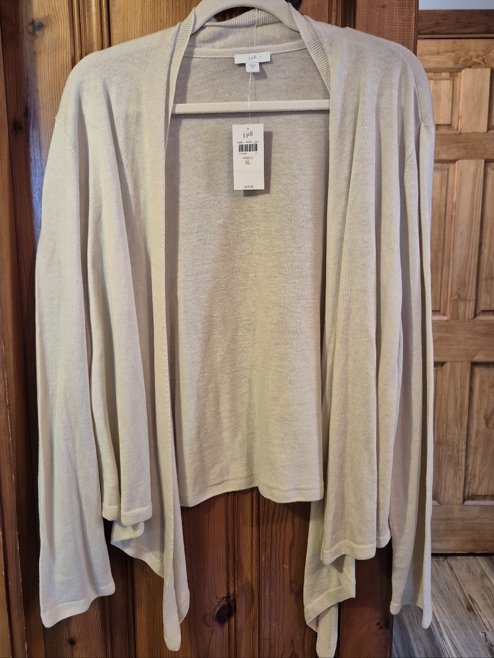 NEW J. Jill Pebble Size XL Womens Linen Blend Waterfall Open Cardigan Sweater